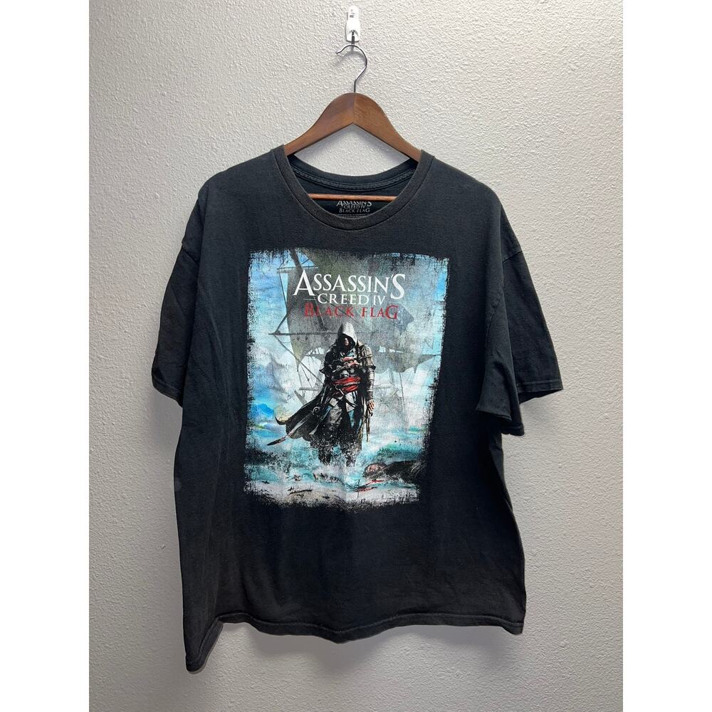 Assassins Creed Black Flag Shirt IV Video Game Graphic Black Tee 2XL XXL